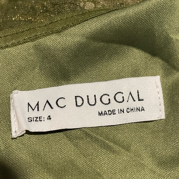 Mac Duggal 20282 Short Sleeve Embroidered Dress Gown Olive Sz 4 $798 - Picture 13 of 15